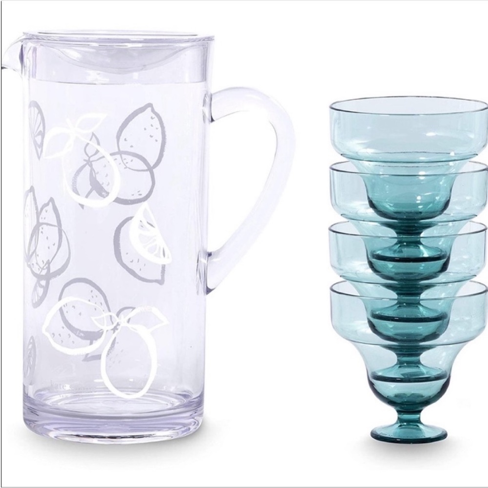 Kate Spade New York Acrylic Margarita Kit 1 57 oz pitcher and 4 9 oz cups